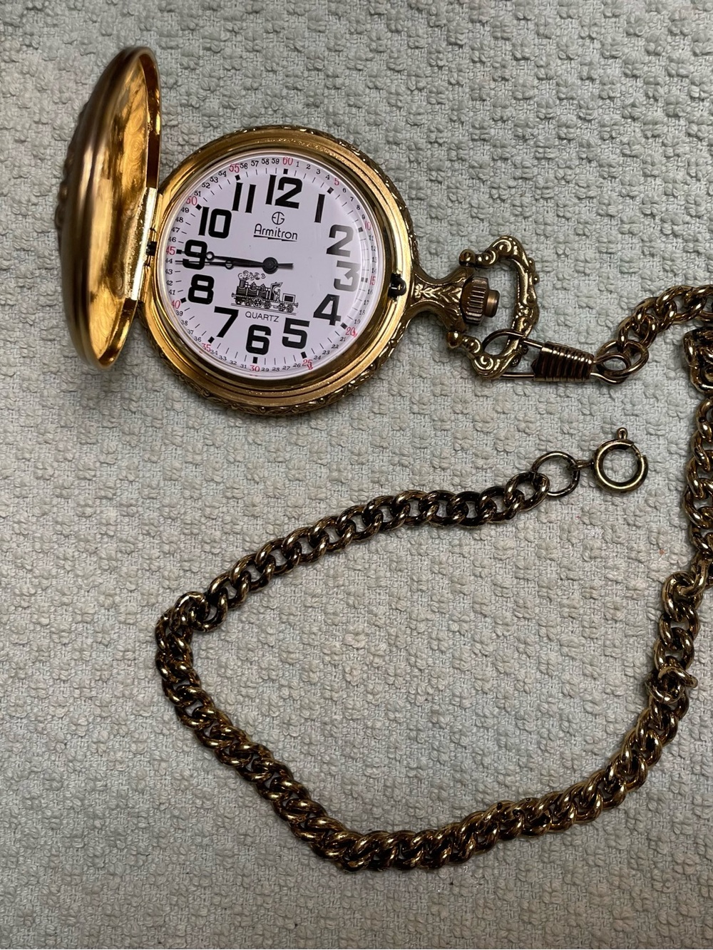 vintage gold-tone Armitron quartz pocket watch